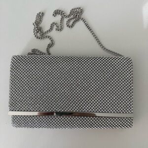 Silver Nordstrom evening clutch with chain strap